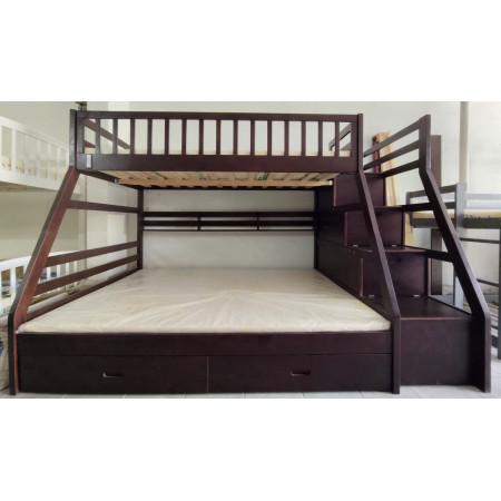 EU192 - Eps : Giường 2 Tầng, 2 Hộc Kéo + Cầu Thang Đảo Chiều, Giá Sách - Trên 1m / Dưới 1m4
